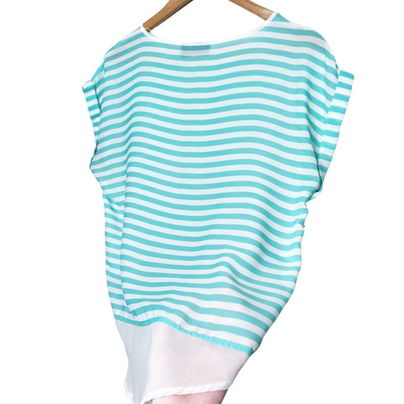 A.n.a Women's Vintage Striped Short Sleeve Oversized Crewneck Lightweight Blouse - Picture 13 of 16